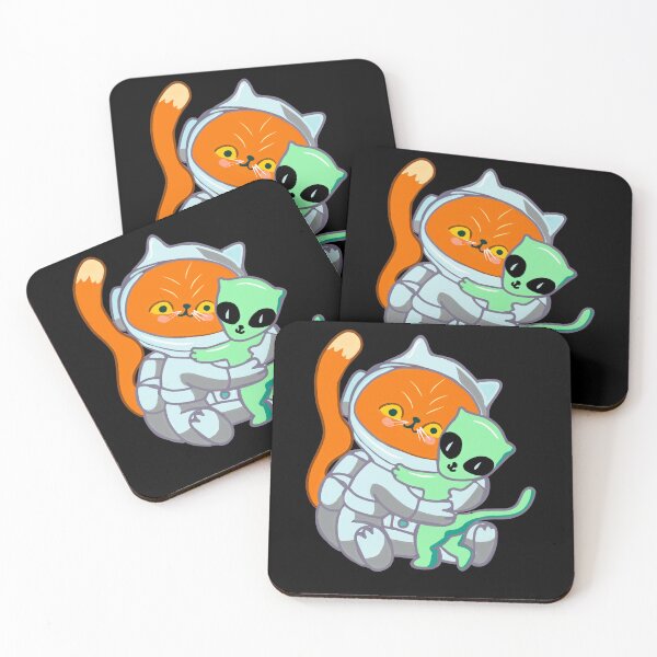 Item preview, Astronaut cat hugs alien designed and sold by BritishDelights.