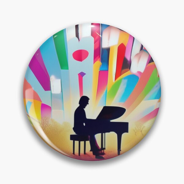 Artikelvorschau, Silhouette des Meisterpianisten in lebendigen Farben entworfen und verkauft von butikoshop.