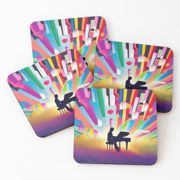 Item preview, Silhouette of the Master Pianist in Vivid Colors designed and sold by butikoshop.
