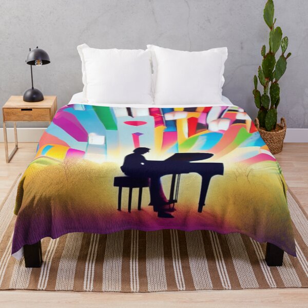 Item preview, Silhouette of the Master Pianist in Vivid Colors designed and sold by butikoshop.