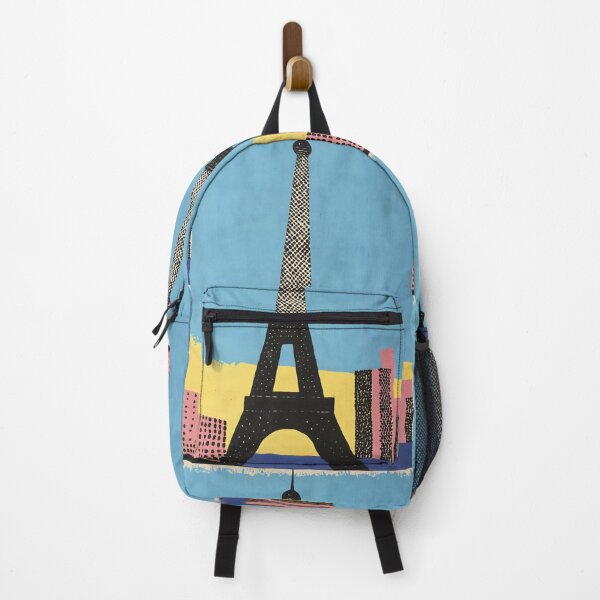 Item preview, Stylized Eiffel Tower Urban Art - Abstract Bold Black Structure Against Bright Colorful Background AI Generated designed and sold by OlfactoART Studio.