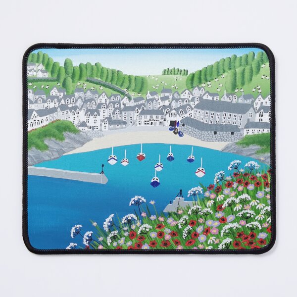 Item preview, Poppies in Port Isaac, Cornwall contemporary artwork designed and sold by ElisaTruemanArt.
