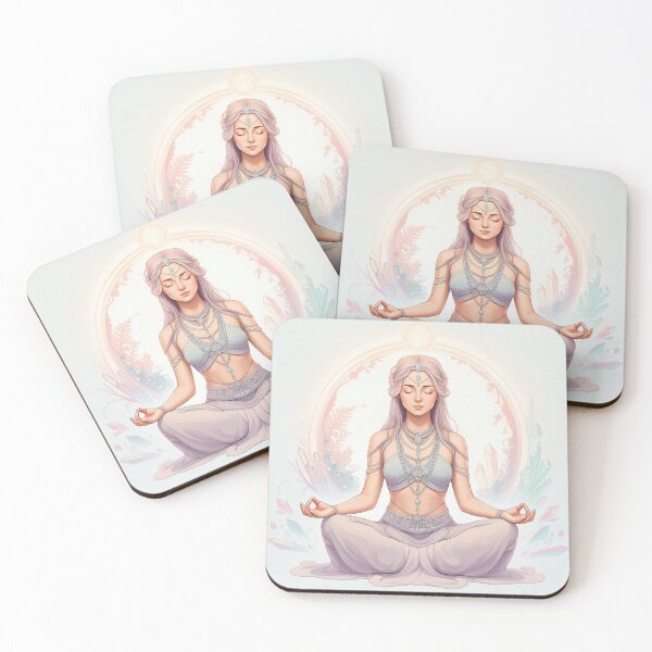 Item preview, Meditation young woman ethnic jewelry crystals designed and sold by Martymcflay.