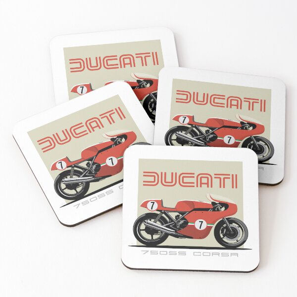 Artikelvorschau, Ducati 750SS Corsa Rote Vintage-Rennradillustration entworfen und verkauft von blackdogshop.