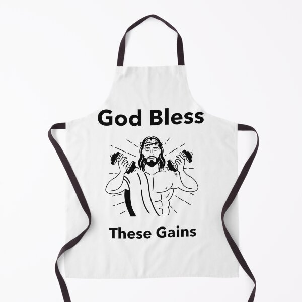 Item preview, Funny Jesus Gym freak “God Bless These Gains” merch designed and sold by ChowdersTee.
