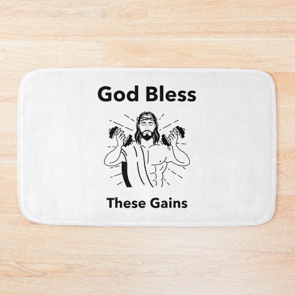 Item preview, Funny Jesus Gym freak “God Bless These Gains” merch  designed and sold by ChowdersTee.