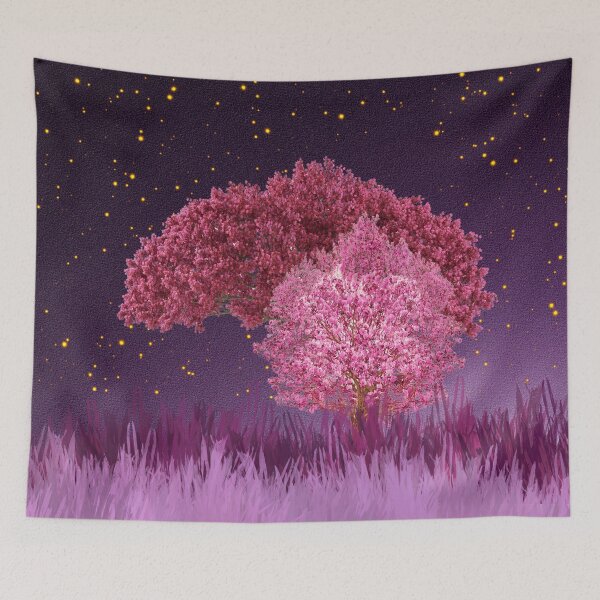Item preview, Pink trees, Star Filled Night Sky designed and sold by WhiteSoftPetals.