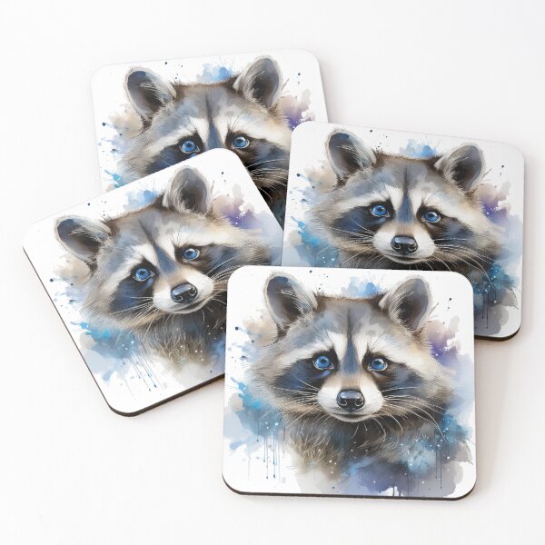 Item preview, Blue-Eyed Raccoon Watercolor Ar designed and sold by Eamornia.