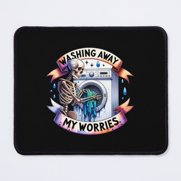 Item preview, Laundry Skeleton – "Washing Away My Worries" Funny Design for T-Shirts, Mugs, Stickers & More designed and sold by artedigital99.