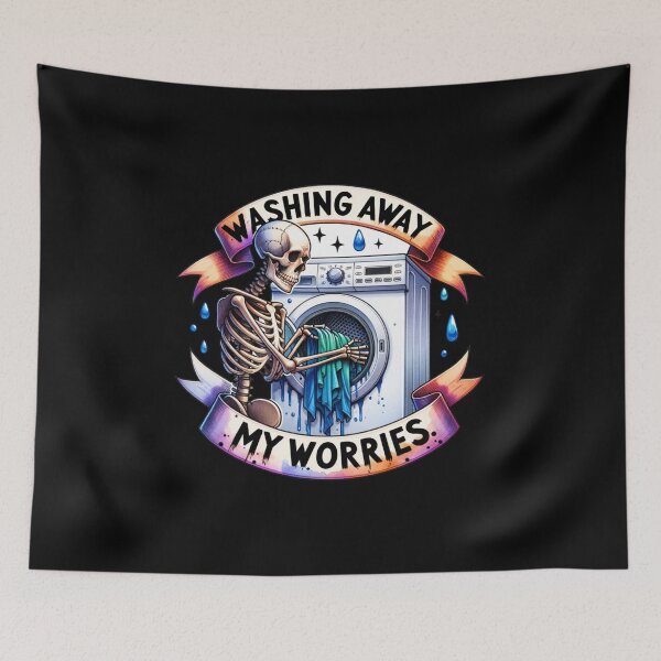 Item preview, Laundry Skeleton – "Washing Away My Worries" Funny Design for T-Shirts, Mugs, Stickers & More designed and sold by artedigital99.
