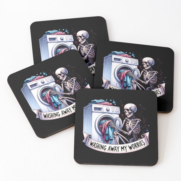 Item preview, Laundry Skeleton – "Washing Away My Worries" Funny Design for T-Shirts, Mugs, Stickers & More designed and sold by artedigital99.