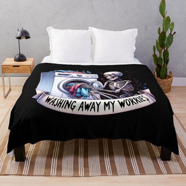 Item preview, Laundry Skeleton – "Washing Away My Worries" Funny Design for T-Shirts, Mugs, Stickers & More designed and sold by artedigital99.