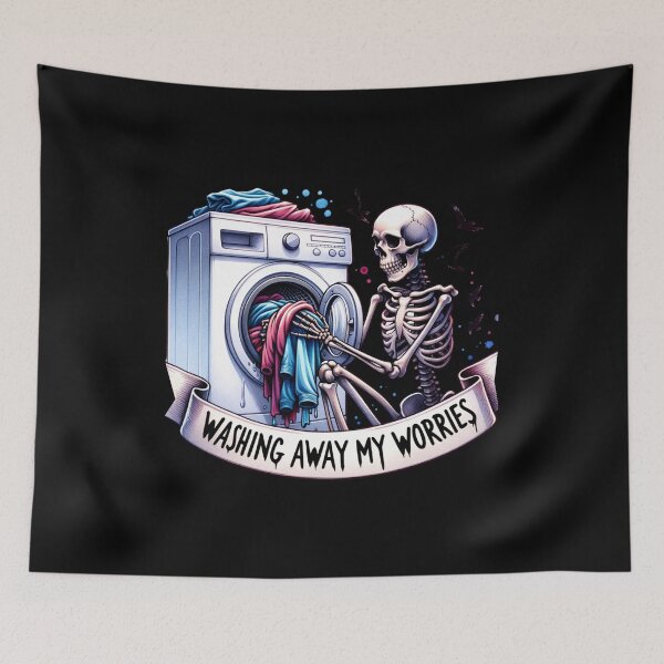 Item preview, Laundry Skeleton – "Washing Away My Worries" Funny Design for T-Shirts, Mugs, Stickers & More designed and sold by artedigital99.