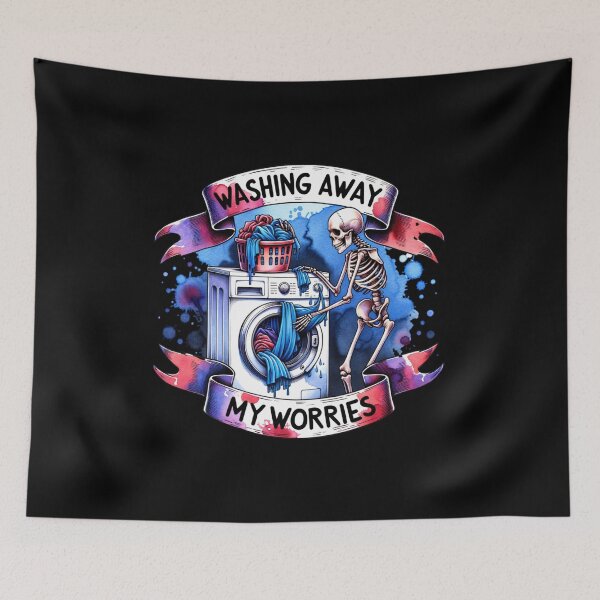 Item preview, Laundry Skeleton – "Washing Away My Worries" Funny Design for T-Shirts, Mugs, Stickers & More designed and sold by artedigital99.
