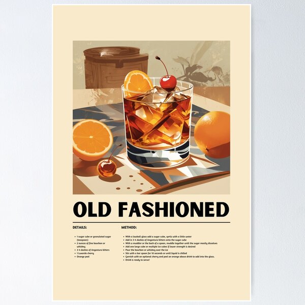 Item preview, Old Fashioned Cocktail Recipe designed and sold by CreeseArts.