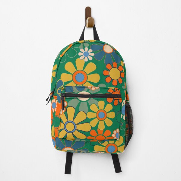 Item preview, Retro Garden Flowers Groovy Green 60s 70s Floral Pattern designed and sold by kierkegaard.