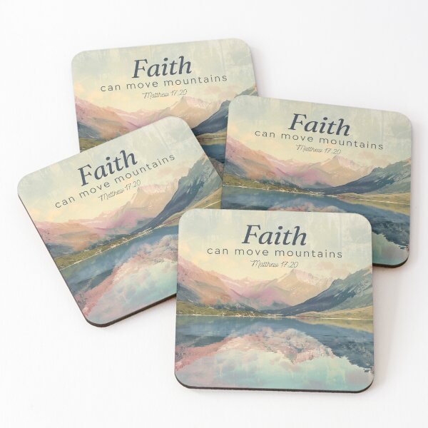 Item preview, "Faith Can Move Mountains" Pastel Mountain Scene - Matthew 17:20 designed and sold by JWGifts4U.