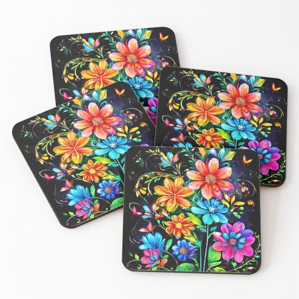 Item preview, Neon Floral Symphony designed and sold by Health And Fitness Posts e-Store.
