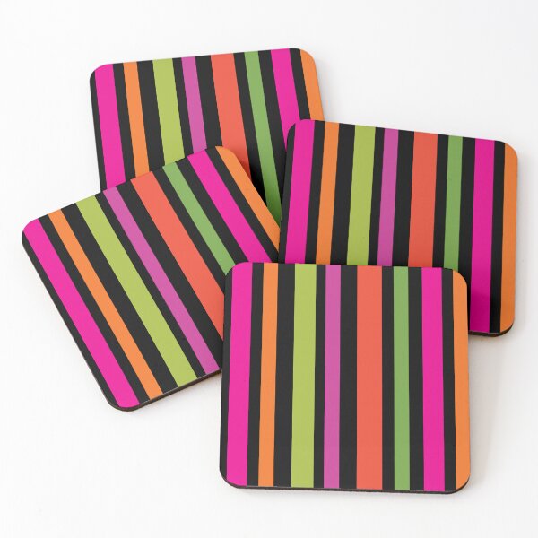 Item preview, Candy Stripes in Hot Solid Hues on Black designed and sold by PaisleyMcNoodle.