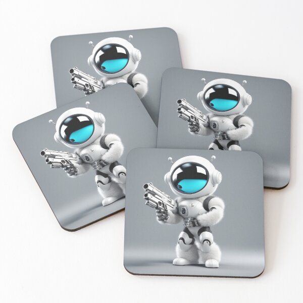 Item preview, Man Robot Astronaut Holding Gun Pistol Cartoon Vector Icon Illustration designed and sold by hjian8219.