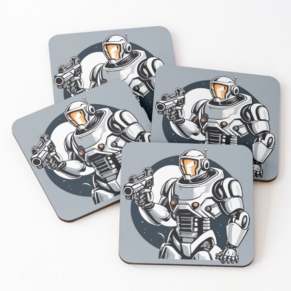 Item preview, Man Robot Astronaut Holding Gun Pistol Cartoon Vector Icon Illustration designed and sold by hjian8219.