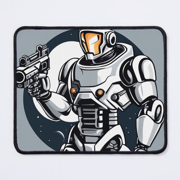 Item preview, Man Robot Astronaut Holding Gun Pistol Cartoon Vector Icon Illustration designed and sold by hjian8219.