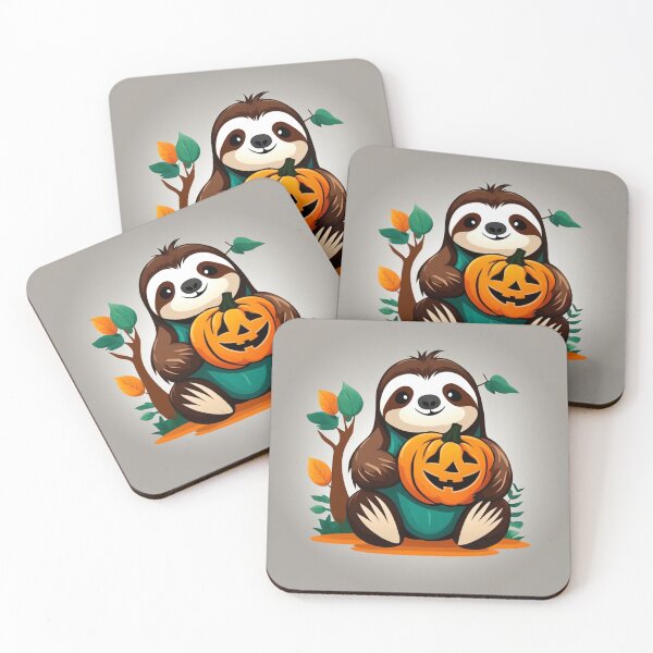 Item preview, Cute Sloth with Pumpkin Halloween Cartoon Vector Icon Illustration designed and sold by hjian8219.