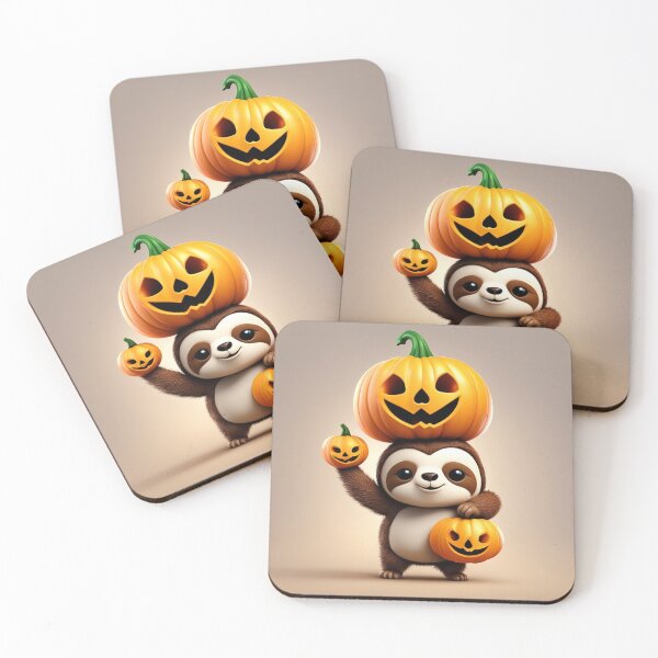 Item preview, Cute Sloth with Pumpkin Halloween Cartoon Vector Icon Illustration designed and sold by hjian8219.