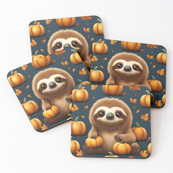 Item preview, Cute Sloth with Pumpkin Halloween Cartoon Vector Icon Illustration designed and sold by hjian8219.