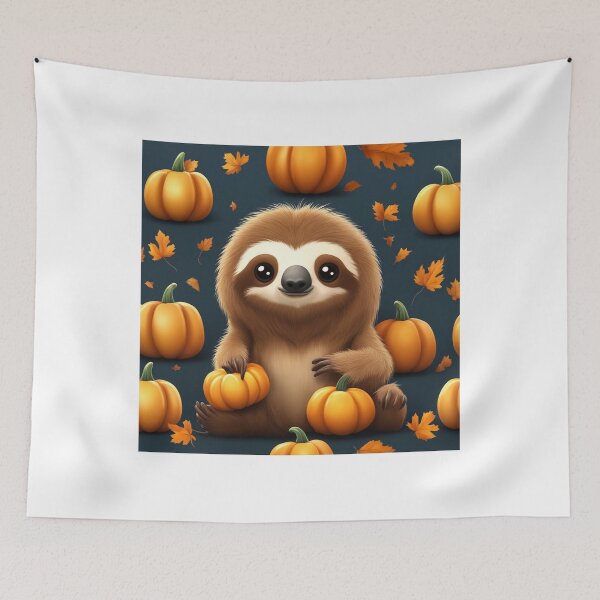 Item preview, Cute Sloth with Pumpkin Halloween Cartoon Vector Icon Illustration designed and sold by hjian8219.