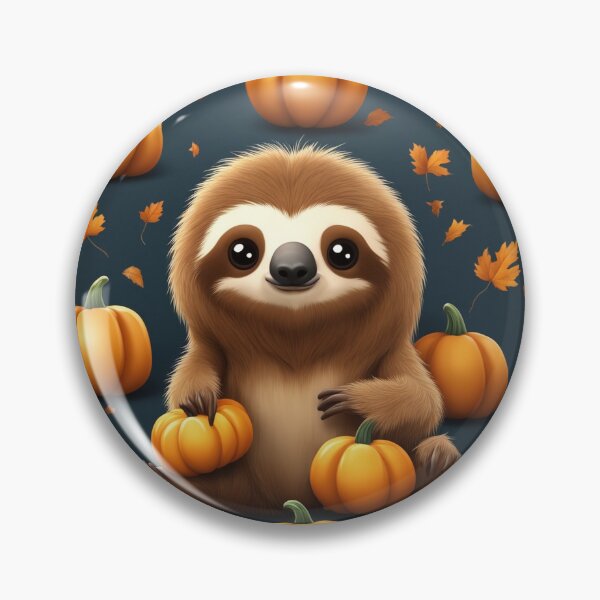 Item preview, Cute Sloth with Pumpkin Halloween Cartoon Vector Icon Illustration designed and sold by hjian8219.
