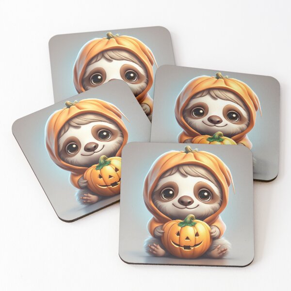 Item preview, Cute Sloth with Pumpkin Halloween Cartoon Vector Icon Illustration designed and sold by hjian8219.
