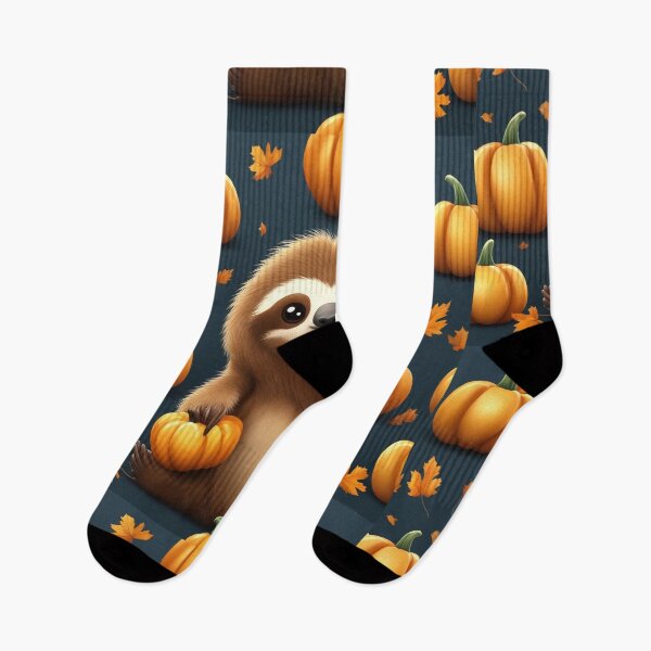 Item preview, Cute Sloth with Pumpkin Halloween Cartoon Vector Icon Illustration designed and sold by hjian8219.