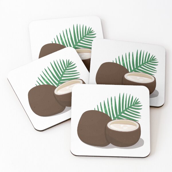 Item preview, Two coconuts with a big palm leaf designed and sold by OM-lova.
