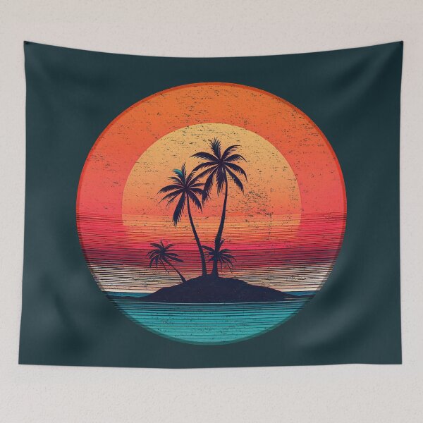 Item preview, Retro sunset over palm island designed and sold by analogsandpixel.
