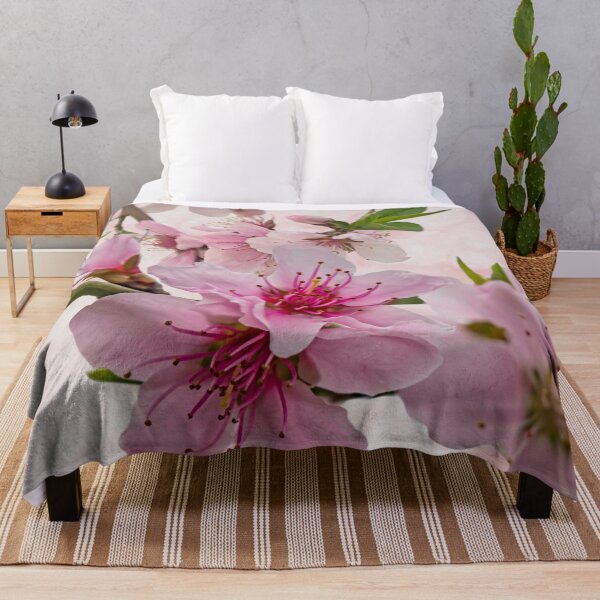 Item preview, Peach Blossom on Pink Background designed and sold by WhiteSoftPetals.