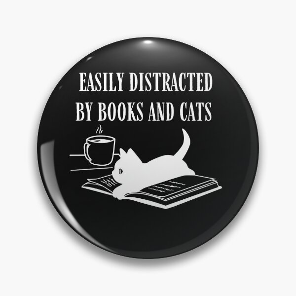 Item preview,  Cat And Books Easily distracted by books and cats  designed and sold by Playful Strokes pom@pom.