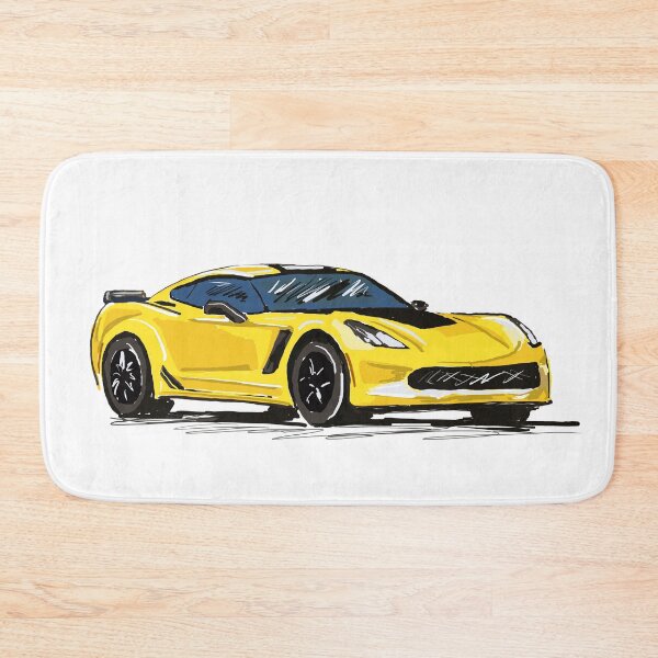 Item preview, Yellow Hand Drawn Sportscar Sketch designed and sold by laughingwillows.