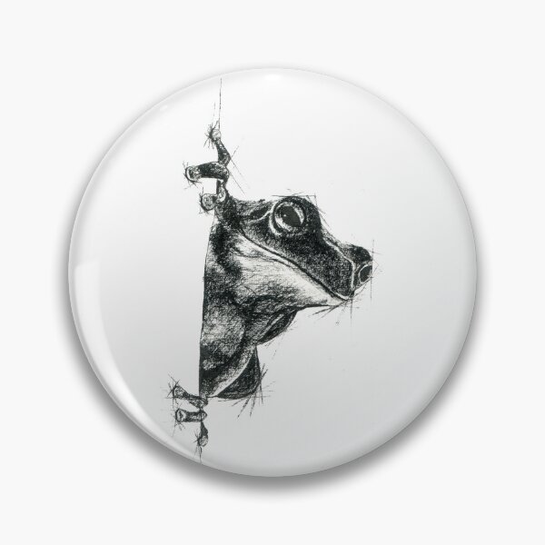 Item preview, Peeking Frog Pen and ink drawing by Adelaide Artist Avril Thomas designed and sold by AvrilThomasart.