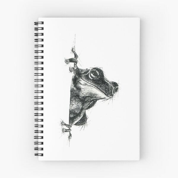 Item preview, Peeking Frog Pen and ink drawing by Adelaide Artist Avril Thomas designed and sold by AvrilThomasart.