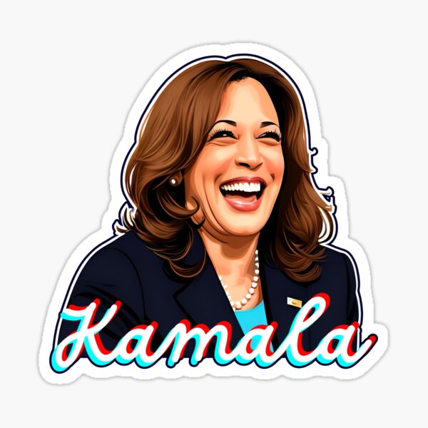 Vista previa del artículo con la obra «Kamala Harris riendo», diseñado y vendido por voteblue.