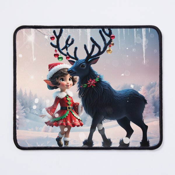 Item preview, Cute Christmas elf and dark reindeer. designed and sold by nicky2342.