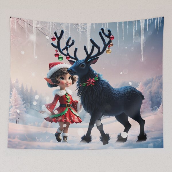 Item preview, Cute Christmas elf and dark reindeer. designed and sold by nicky2342.