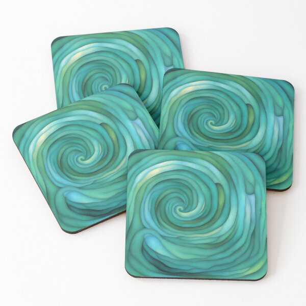 Item preview, Emerald and kelly green abstract spiral pattern designed and sold by patterncrow.