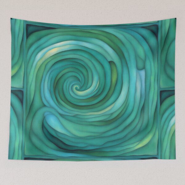 Item preview, Emerald and kelly green abstract spiral pattern designed and sold by patterncrow.