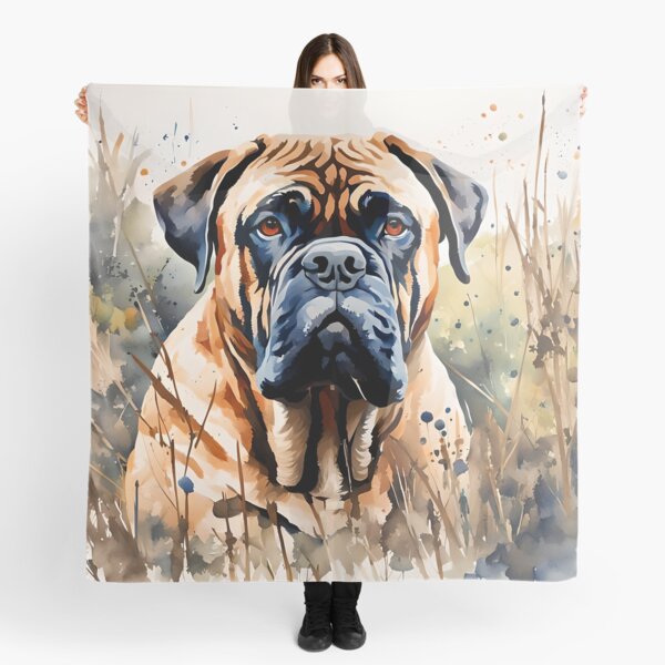 Bullmastiff - Modern Watercolour-style Dog Breed Portraits Scarf