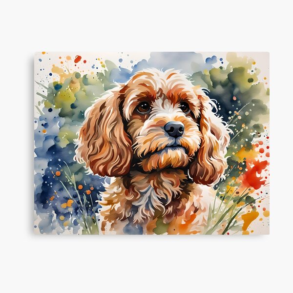 Cavapoo - Modern Watercolour-style Pet Dog Breed Portrait Canvas Print