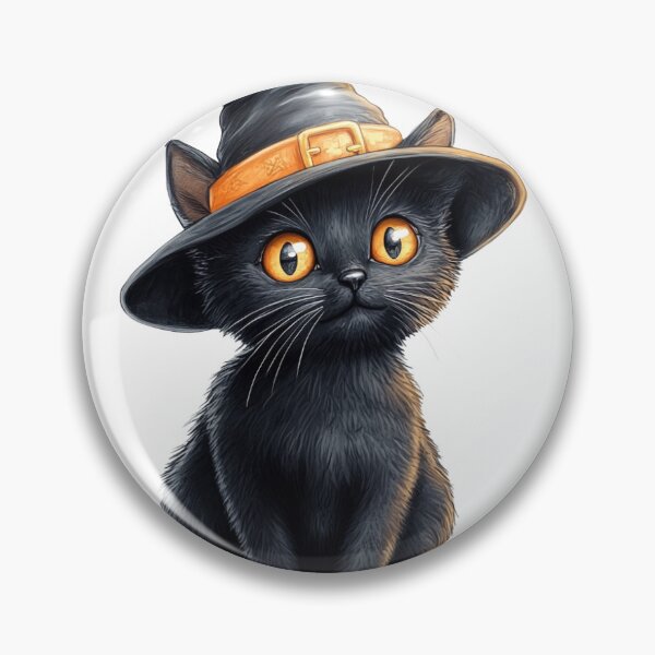 Item preview, Cute Black Cat Wearing a witch hat for Halloween  designed and sold by HandCraftedArt.