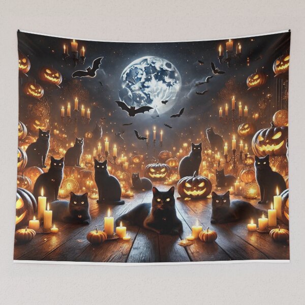 Item preview, Nocturnal Enchantment: A Black Cat Halloween Night designed and sold by AmigosFurEver.