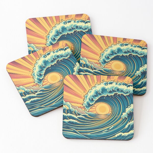 Item preview, Surfing Wave Sunset Beams  designed and sold by CaptinUAP.